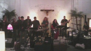 Carol and the band at the 1st Worship and Intercession Prayer Initiative.