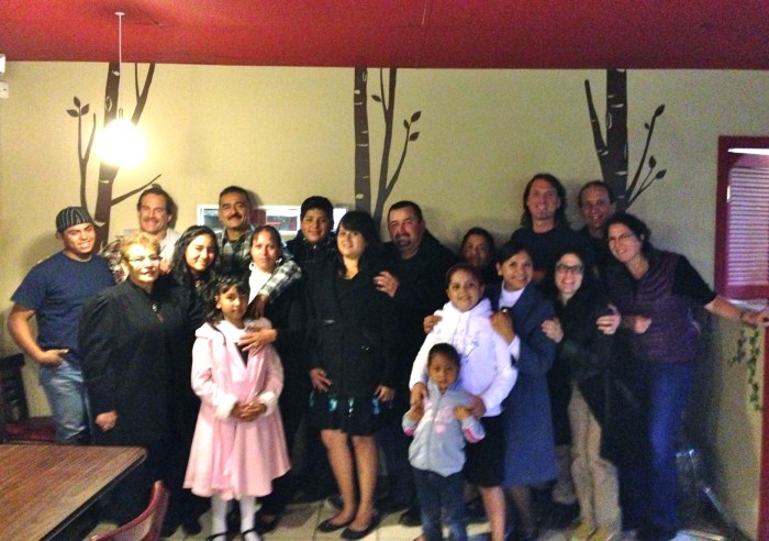 with Wayne & Carol, Kurt & Shawn (VOB board of directors), Greg, Hilda, Vicente, Moma and family, Tacayo, Lupe and family.  We couldn’t do it all without their valued help in Tijuana!  This was a team photo at our 4th annual traditional American Thanksgiving dinner  hosted at a friends restaurant. in TJ.